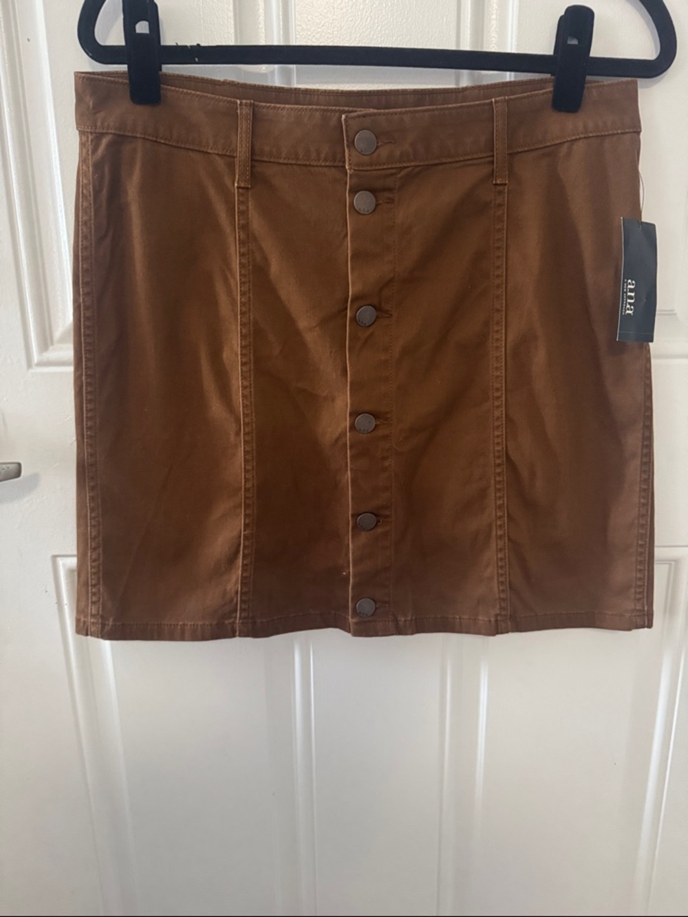 a.n.a Brown Button-Front Mini Skirt